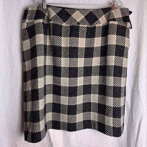Women's Talbots Plaid Pencil Skirt 22W Black Beige